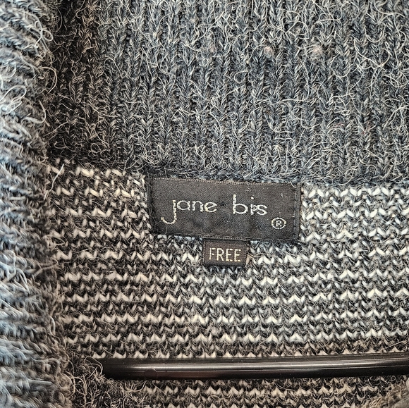 Jane Bis Winter Sweater Sz L Oversized Gray Zip Collar Drop Shoulder Women's - Picture 6 of 11